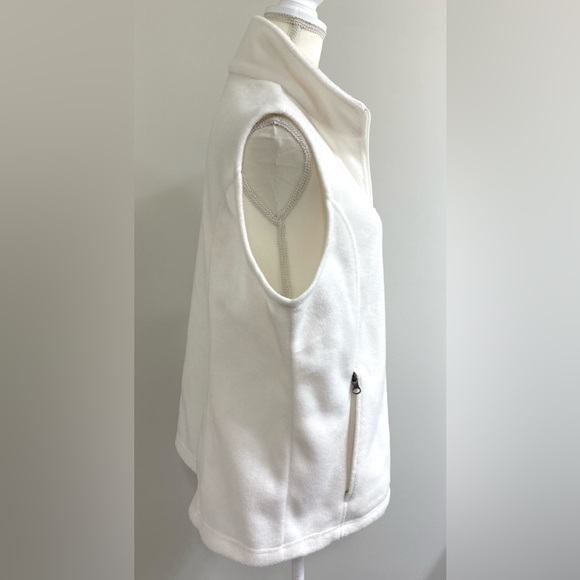 Columbia Womens XL Solid Cream Fleece Sleeveless Zip-Front Vest Classic Warm - Picture 6 of 13
